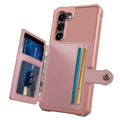ZM03 Kickstand Card Holder Phone Case for Samsung Galaxy S23, PU Leather Coated TPU Protective Cover Fits Magnetic Car Mount