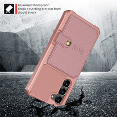 ZM03 Kickstand Card Holder Phone Case for Samsung Galaxy S23, PU Leather Coated TPU Protective Cover Fits Magnetic Car Mount