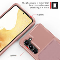 ZM03 Kickstand Card Holder Phone Case for Samsung Galaxy S23, PU Leather Coated TPU Protective Cover Fits Magnetic Car Mount