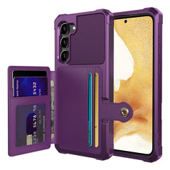 ZM03 Kickstand Card Holder Phone Case for Samsung Galaxy S23, PU Leather Coated TPU Protective Cover Fits Magnetic Car Mount