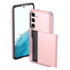Anti-scratch Phone Case for Samsung Galaxy S23, Drop-proof TPU + PC Hybrid Back Cover with Slide Card Holder