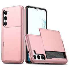 Anti-scratch Phone Case for Samsung Galaxy S23, Drop-proof TPU + PC Hybrid Back Cover with Slide Card Holder