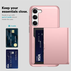 Anti-scratch Phone Case for Samsung Galaxy S23, Drop-proof TPU + PC Hybrid Back Cover with Slide Card Holder