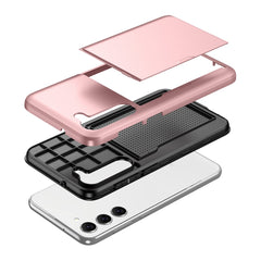 Anti-scratch Phone Case for Samsung Galaxy S23, Drop-proof TPU + PC Hybrid Back Cover with Slide Card Holder