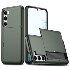 Anti-scratch Phone Case for Samsung Galaxy S23, Drop-proof TPU + PC Hybrid Back Cover with Slide Card Holder