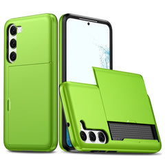 Anti-scratch Phone Case for Samsung Galaxy S23, Drop-proof TPU + PC Hybrid Back Cover with Slide Card Holder