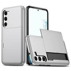 Anti-scratch Phone Case for Samsung Galaxy S23, Drop-proof TPU + PC Hybrid Back Cover with Slide Card Holder
