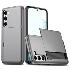 Anti-scratch Phone Case for Samsung Galaxy S23, Drop-proof TPU + PC Hybrid Back Cover with Slide Card Holder
