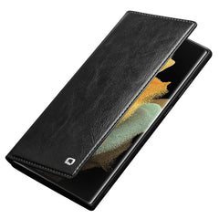 QIALINO For Samsung Galaxy S23 Ultra Shockproof Genuine Leather Phone Case Business Style Anti-Scratch Flip Cover Wallet Stand