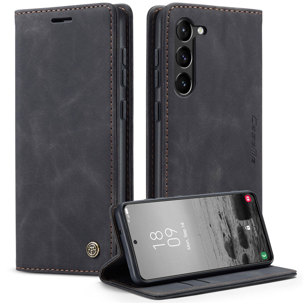 Étui portefeuille en cuir PU avec fonction support pour Samsung Galaxy S23, série CASEME 013, magnétique et auto-absorbant 