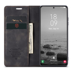 CASEME 013 Series For Samsung Galaxy S23 Stand Function PU Leather Wallet Case Magnetic Auto-absorbed Phone Case