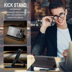 CASEME 013 Series For Samsung Galaxy S23 Stand Function PU Leather Wallet Case Magnetic Auto-absorbed Phone Case