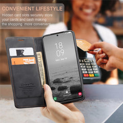 CASEME 013 Series For Samsung Galaxy S23 Stand Function PU Leather Wallet Case Magnetic Auto-absorbed Phone Case