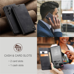 CASEME 013 Series For Samsung Galaxy S23 Stand Function PU Leather Wallet Case Magnetic Auto-absorbed Phone Case