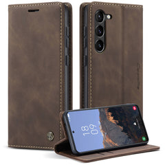 CASEME 013 Series For Samsung Galaxy S23 Stand Function PU Leather Wallet Case Magnetic Auto-absorbed Phone Case