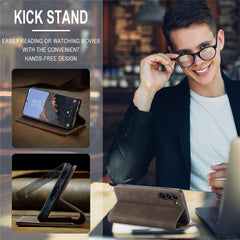 CASEME 013 Series For Samsung Galaxy S23+ Stand Function PU Leather Wallet Case Full Protection Magnetic Auto-absorbed Phone Case