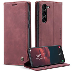 CASEME 013 Series For Samsung Galaxy S23+ Stand Function PU Leather Wallet Case Full Protection Magnetic Auto-absorbed Phone Case