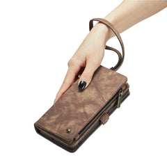 CASEME 008 Series for Samsung Galaxy S23 Multi-Functional PU Leather Foldable Stand Cover Detachable Magnetic Zipper Wallet Case