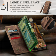 CASEME 008 Series for Samsung Galaxy S23 Multi-Functional PU Leather Foldable Stand Cover Detachable Magnetic Zipper Wallet Case
