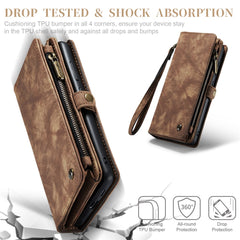 CASEME 008 Series for Samsung Galaxy S23 Multi-Functional PU Leather Foldable Stand Cover Detachable Magnetic Zipper Wallet Case