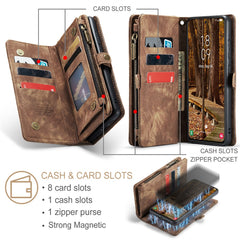 CASEME 008 Series for Samsung Galaxy S23 Multi-Functional PU Leather Foldable Stand Cover Detachable Magnetic Zipper Wallet Case