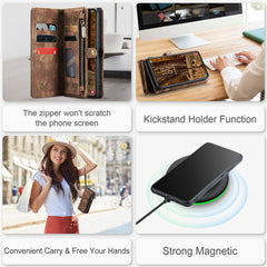 CASEME 008 Series for Samsung Galaxy S23 Multi-Functional PU Leather Foldable Stand Cover Detachable Magnetic Zipper Wallet Case