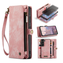 CASEME 008 Series for Samsung Galaxy S23 Multi-Functional PU Leather Foldable Stand Cover Detachable Magnetic Zipper Wallet Case