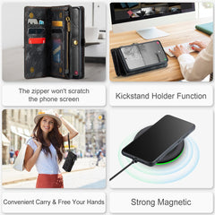 CASEME 008 Series for Samsung Galaxy S23+ Multi-Functional PU Leather Hands-free Stand Flip Cover Detachable Magnetic Zipper Wallet Case