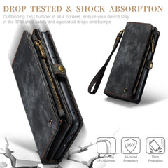 CASEME 008 Series for Samsung Galaxy S23+ Multi-Functional PU Leather Hands-free Stand Flip Cover Detachable Magnetic Zipper Wallet Case