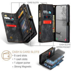 CASEME 008 Series for Samsung Galaxy S23+ Multi-Functional PU Leather Hands-free Stand Flip Cover Detachable Magnetic Zipper Wallet Case