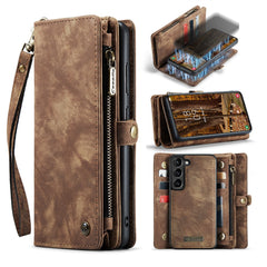 CASEME 008 Series for Samsung Galaxy S23+ Multi-Functional PU Leather Hands-free Stand Flip Cover Detachable Magnetic Zipper Wallet Case