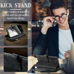 For Samsung Galaxy S23 Phone Cases with Strap CASEME C30 Zipper Multiple Card Holder PU Leather Cover