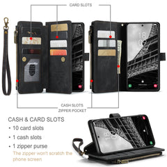 For Samsung Galaxy S23 Phone Cases with Strap CASEME C30 Zipper Multiple Card Holder PU Leather Cover
