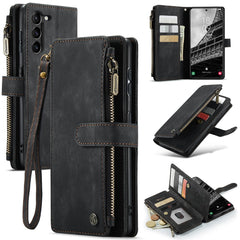 For Samsung Galaxy S23 Phone Cases with Strap CASEME C30 Zipper Multiple Card Holder PU Leather Cover