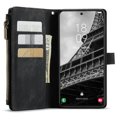 For Samsung Galaxy S23 Phone Cases with Strap CASEME C30 Zipper Multiple Card Holder PU Leather Cover