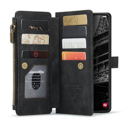 For Samsung Galaxy S23 Phone Cases with Strap CASEME C30 Zipper Multiple Card Holder PU Leather Cover