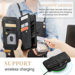 For Samsung Galaxy S23 Phone Cases with Strap CASEME C30 Zipper Multiple Card Holder PU Leather Cover