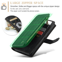 For Samsung Galaxy S23 Phone Cases with Strap CASEME C30 Zipper Multiple Card Holder PU Leather Cover
