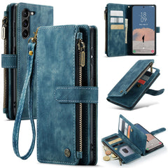 For Samsung Galaxy S23 Phone Cases with Strap CASEME C30 Zipper Multiple Card Holder PU Leather Cover