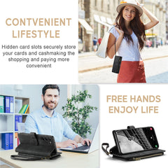 For Samsung Galaxy S23+ Phone Cases with Strap CASEME C30 Zipper Multiple Card Holder PU Leather Cover