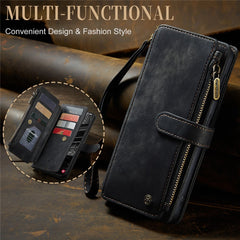 For Samsung Galaxy S23+ Phone Cases with Strap CASEME C30 Zipper Multiple Card Holder PU Leather Cover