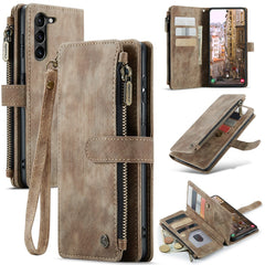 For Samsung Galaxy S23+ Phone Cases with Strap CASEME C30 Zipper Multiple Card Holder PU Leather Cover