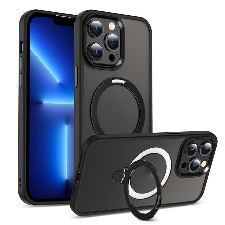 For iPhone 13 Pro Max 6.7 inch Magnetic Invisible Kickstand Phone Case PC+TPU Drop Protection Cover Compatible with MagSafe - TechGearPal