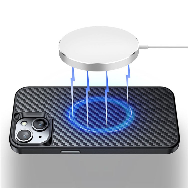 For iPhone 14 Plus Shockproof Phone Case Kevlar Fiber TPU Magnetic Anti-scratch Back Cover - TechGearPal