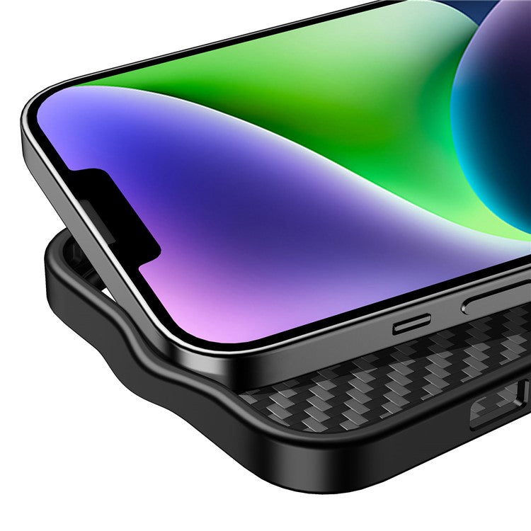 For iPhone 14 Plus Shockproof Phone Case Kevlar Fiber TPU Magnetic Anti-scratch Back Cover - TechGearPal