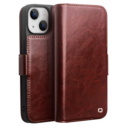 QIALINO For iPhone 14 Plus Genuine Cow Leather Case Stand Folio Wallet Phone Cove - TechGearPal