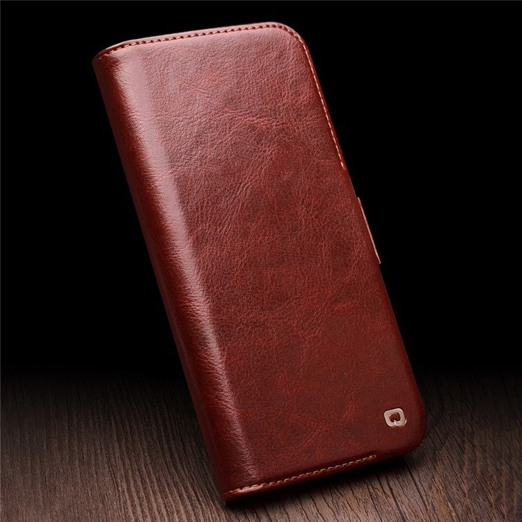 QIALINO For iPhone 14 Plus Genuine Cow Leather Case Stand Folio Wallet Phone Cove - TechGearPal