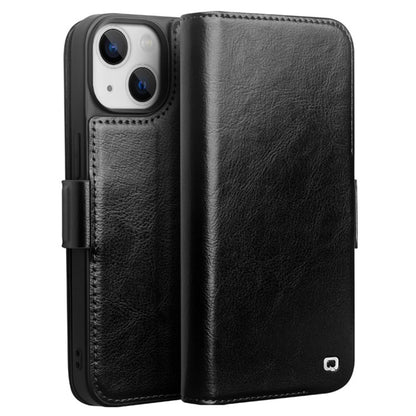 QIALINO For iPhone 14 Plus Genuine Cow Leather Case Stand Folio Wallet Phone Cove - TechGearPal