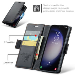 For Samsung Galaxy S23 Leather Case CASEME 023 RFID Blocking 3 Card Slot Mobile Cover