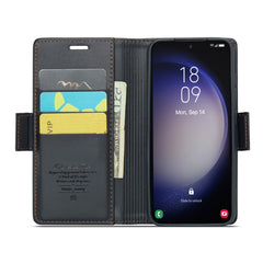 For Samsung Galaxy S23 Leather Case CASEME 023 RFID Blocking 3 Card Slot Mobile Cover